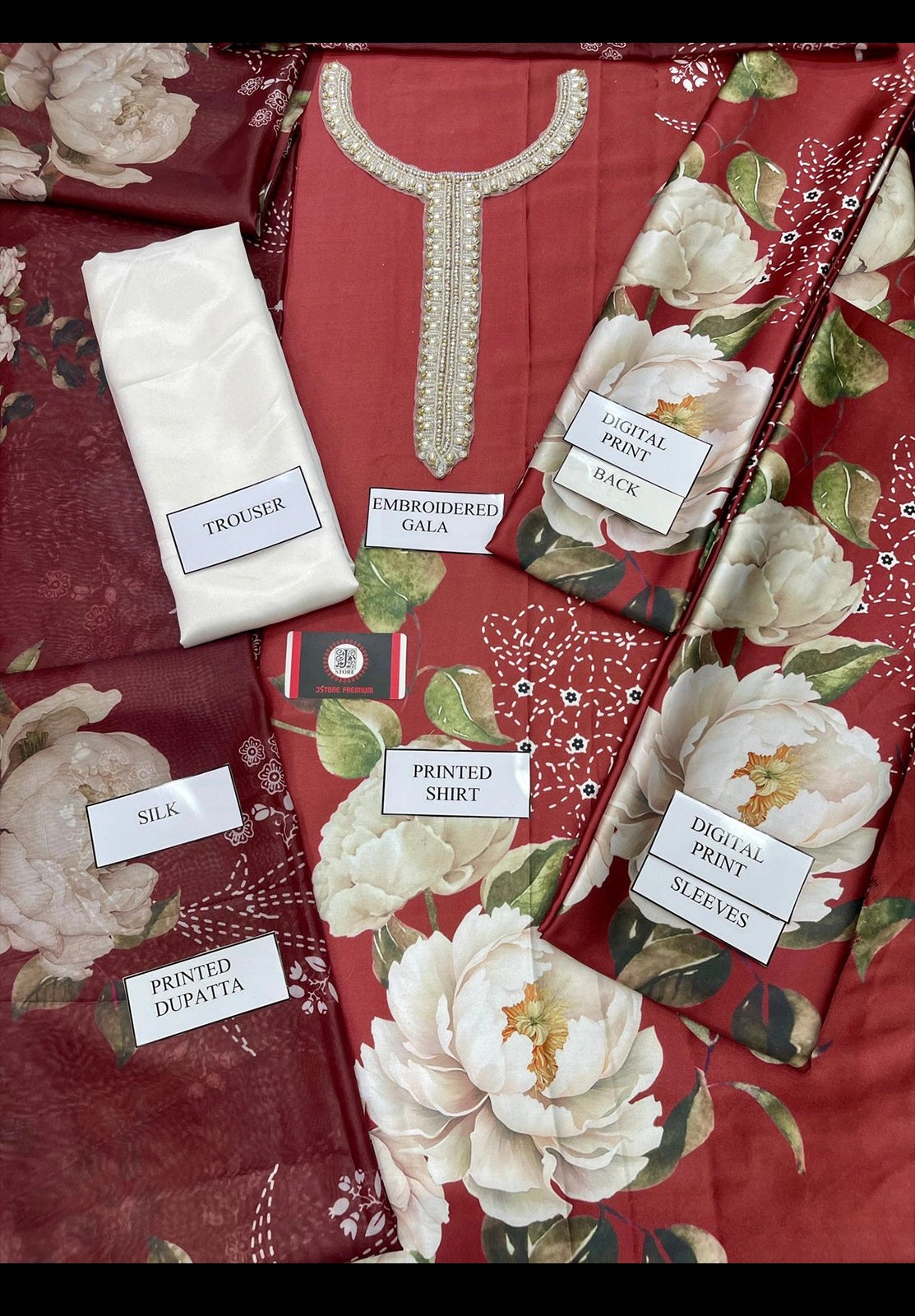 Luxury Silk Dress | 3pec Unstiched