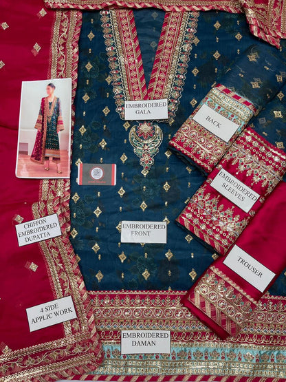 Barooq | Chiffon Emroided Dress | 3pec Unstiched