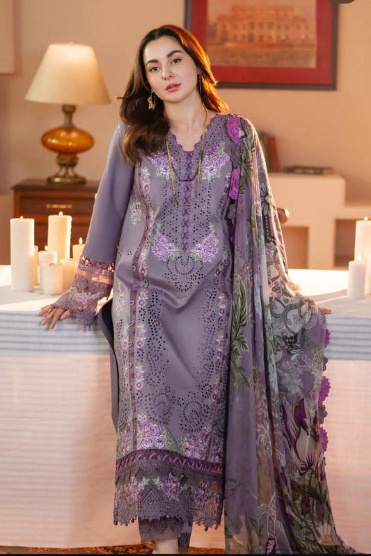 JADE BANAFSHAH CHIKENKARI | EMBROIDED SILK DUPATTA | 3PC UNSTICHED