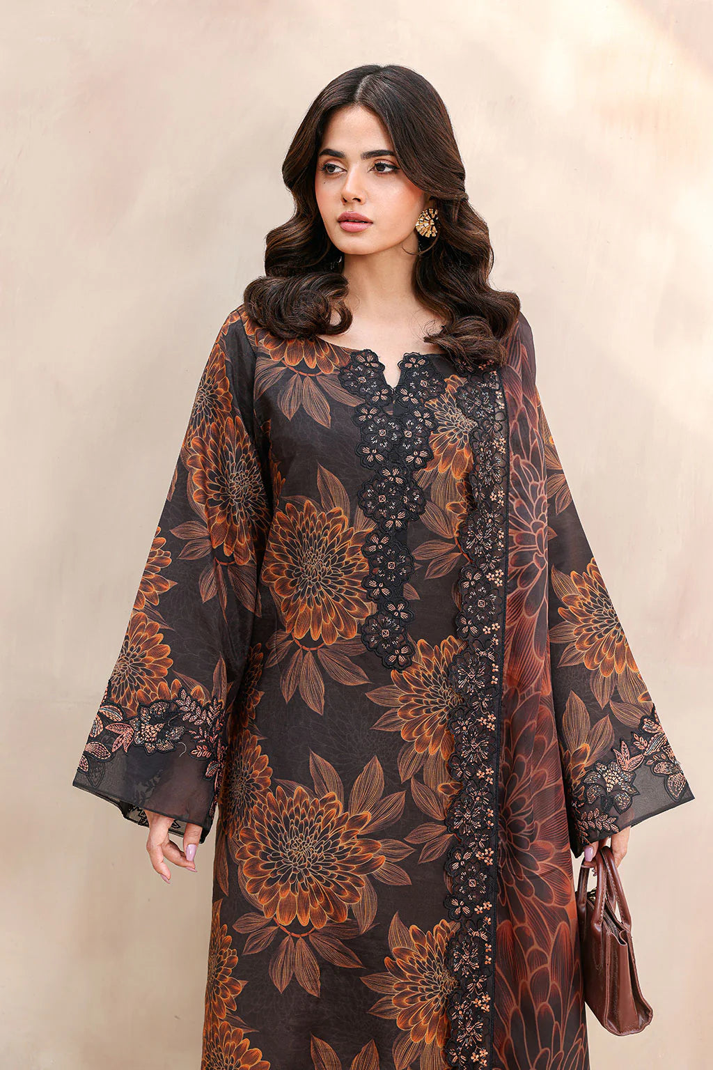 Ramsha | Digital Lawn Suit with Embroidered Neckline, Daman & Chiffon Dupatta | 3pc Unstiched