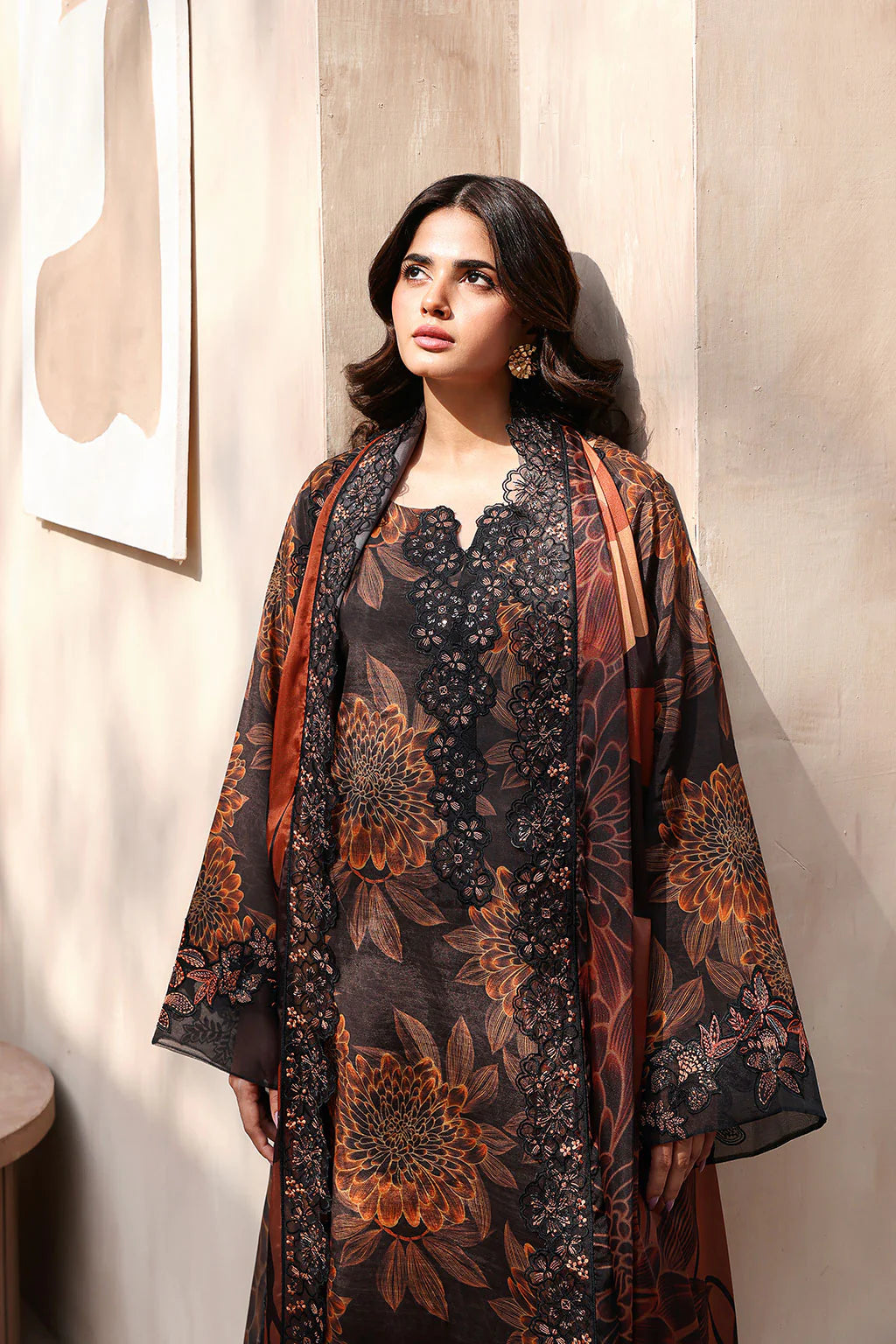 Ramsha | Digital Lawn Suit with Embroidered Neckline, Daman & Chiffon Dupatta | 3pc Unstiched