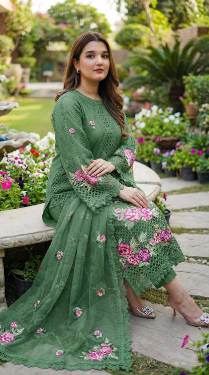 Aneela Premium  Embroidered Chikenkari Dress