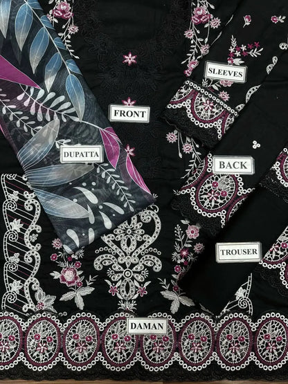 Mushq | Chikenkari With Silk Dupatta | 3pec Unstiched