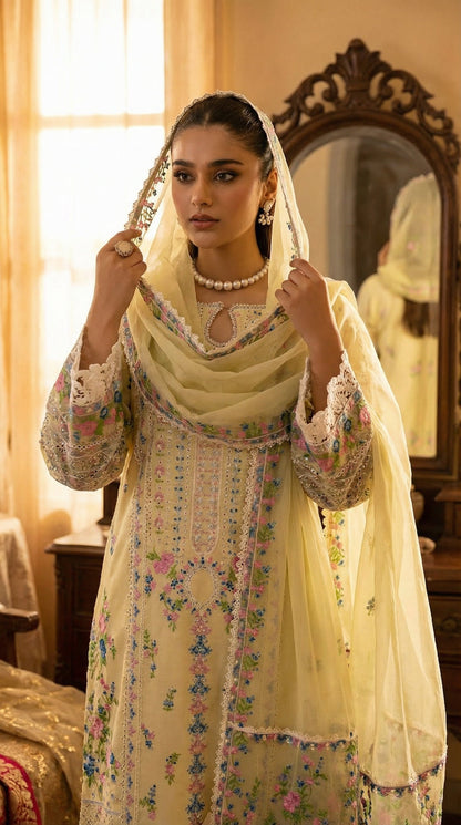 Chikenkari Nimora Lawn With Embroided Dupatta
