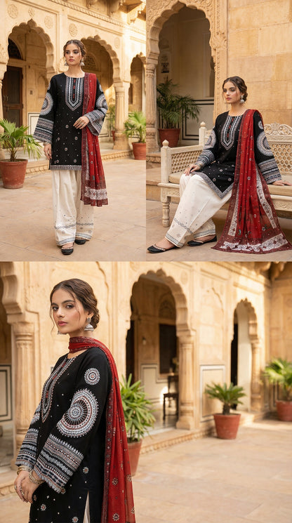 Saphire | Chikenkari Cotton | Chiffon Dupatta