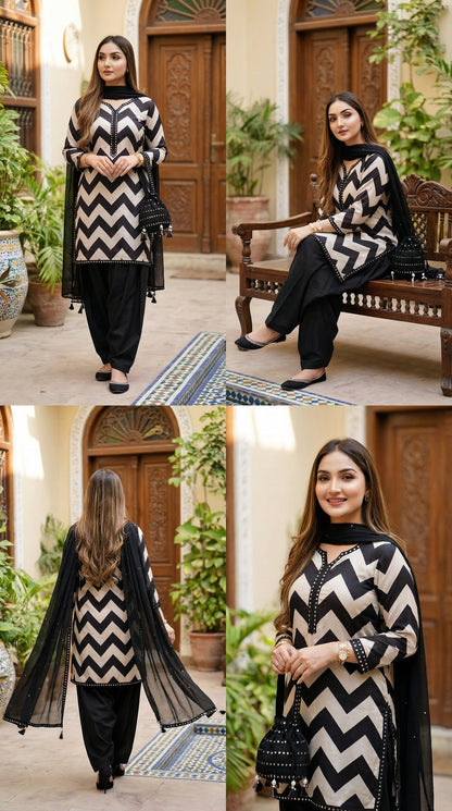Luxury Silk Dress | 3pec Unstiched