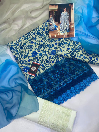 Iznik | Printed Lawn With Chiffon Dupptta | 3pec Unstiched