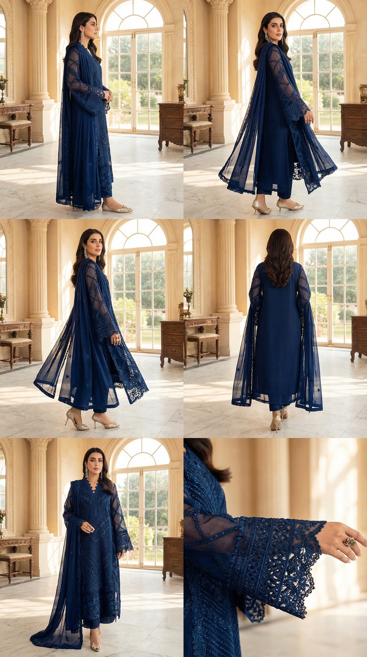 Azure | Chiffon Emroided Dress 3pec Unstiched