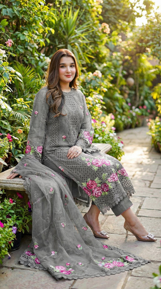 Aneela Premium Embroidered ChikanKari Dress