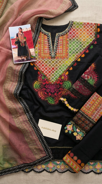 CHARIZMA SWISS LAWN (KA) WITH CHIFFON BORDER DUPATTA |3PC UNSTICHED