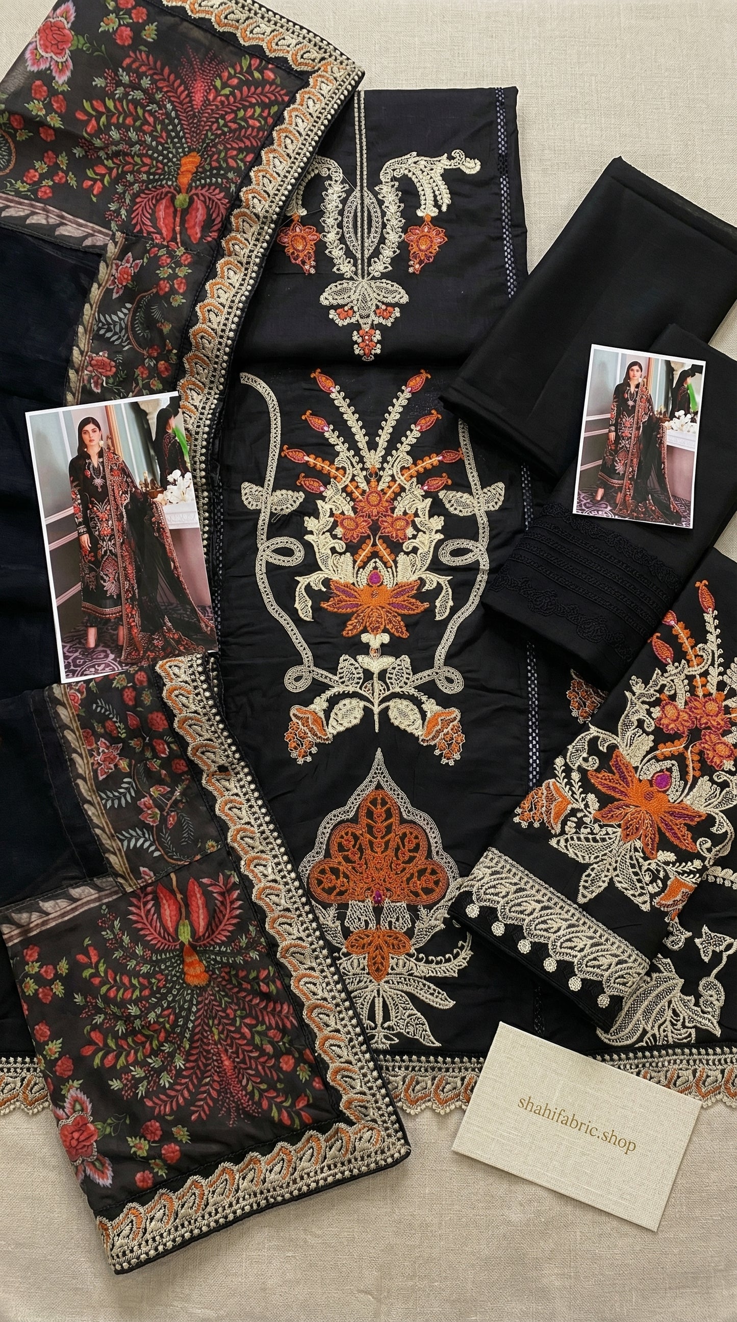 MB BLACK SHEHNAAI CHIKENKARI |3PC UNSTICHED